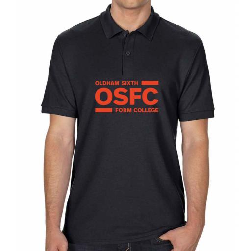 Oldham Sixth Form College Polo Shirt - Design 1 with Orange Print
