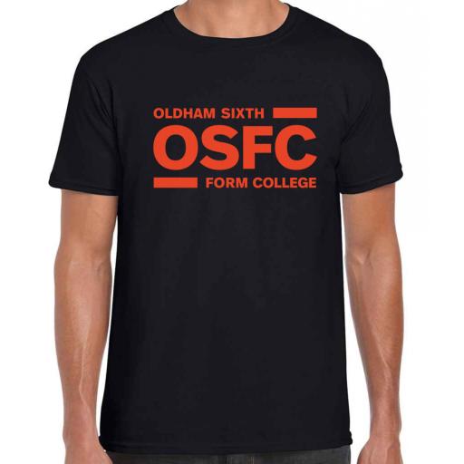 Oldham Sixth Form College T-Shirt - Design 1 with Orange Print