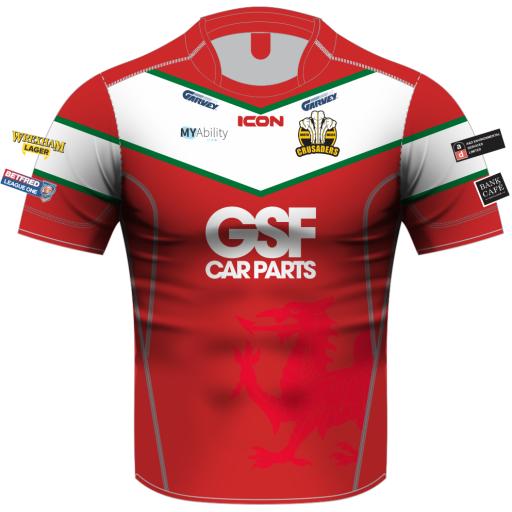 NORTH WALES CRUSADERS RUGBY LEAGUE PLAYERS HOME SHIRT