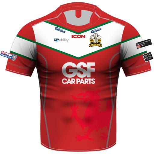 NORTH WALES CRUSADERS RUGBY LEAGUE PLAYERS HOME MATCH SHIRT - JUNIOR