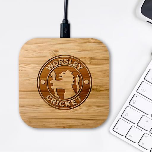 Worsley Cricket Club Bamboo Wireless Chargers