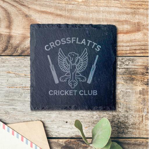 Crossflatts Cricket Club Slate Coasters (sets of 4)