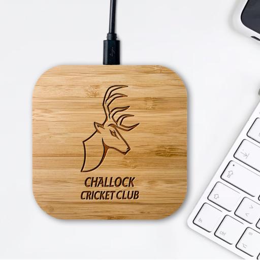 Challock Cricket Club Bamboo Wireless Chargers
