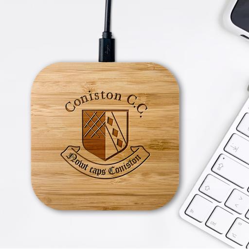 Coniston Cricket Club Bamboo Wireless Chargers