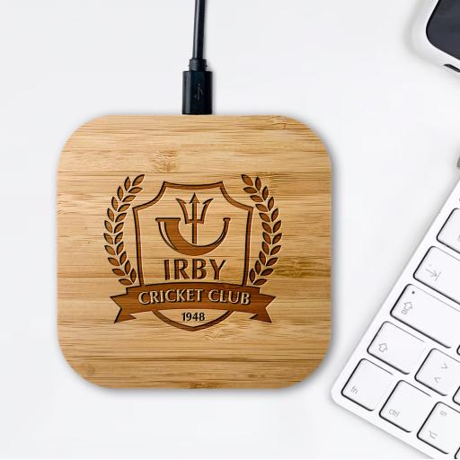 Irby Cricket Club Bamboo Wireless Chargers