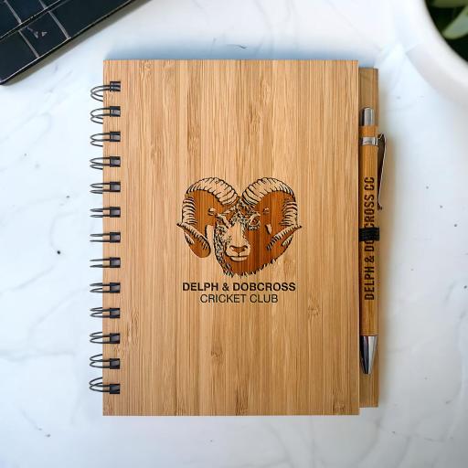 Delph & Dobcross Cricket Club Bamboo Notebook & Pen Sets