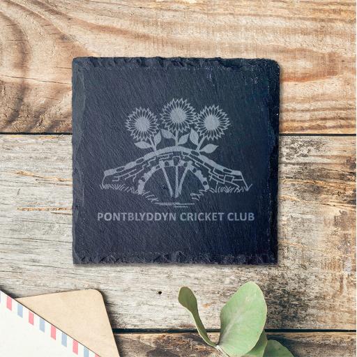 Pontblyddyn Cricket Club Slate Coasters (sets of 4)