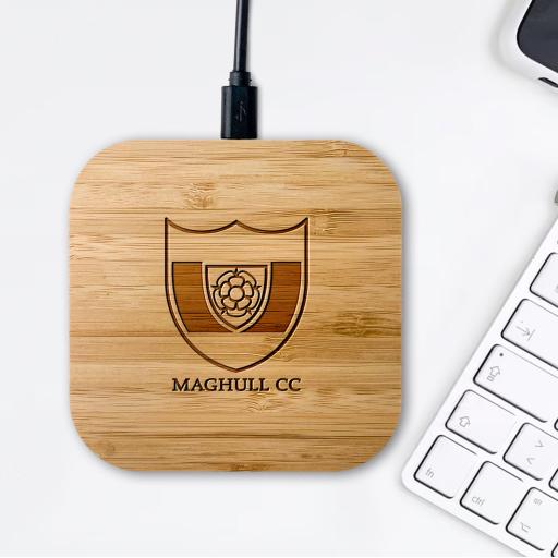 Maghull Cricket Club Bamboo Wireless Chargers
