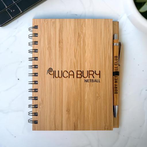 Bury Netball Club Bamboo Notebook & Pen Sets