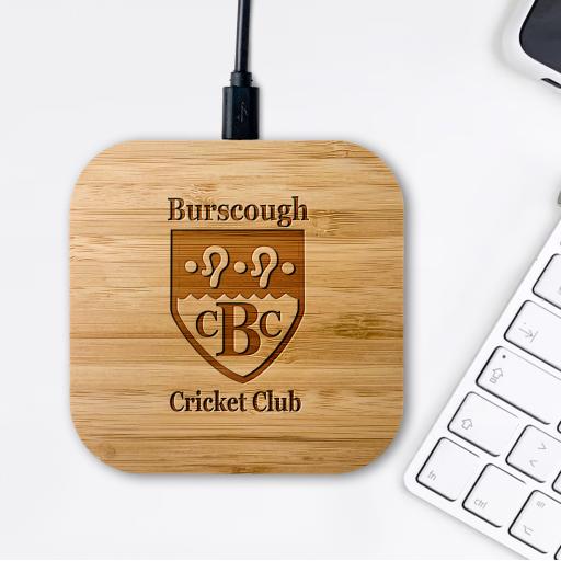 Burscough Cricket Club Bamboo Wireless Chargers