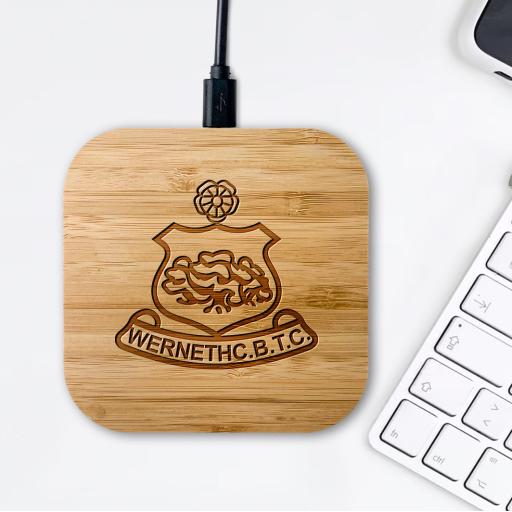Werneth Cricket Club Bamboo Wireless Chargers
