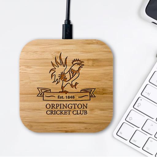 Orpington Cricket Club Bamboo Wireless Chargers
