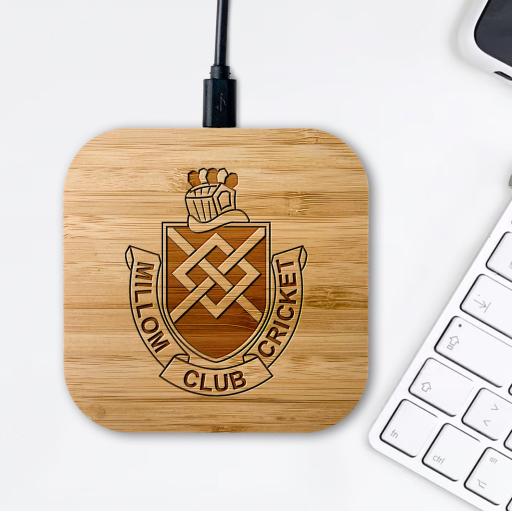 Millom Cricket Club Bamboo Wireless Chargers