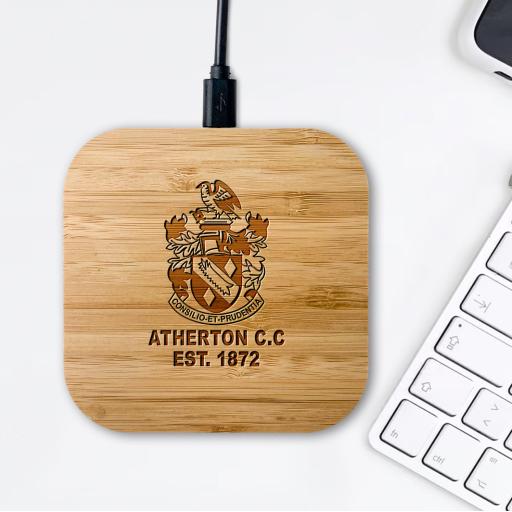Atherton Cricket Club Bamboo Wireless Chargers