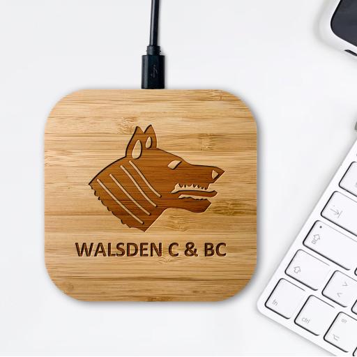 Walsden Cricket Club Bamboo Wireless Chargers
