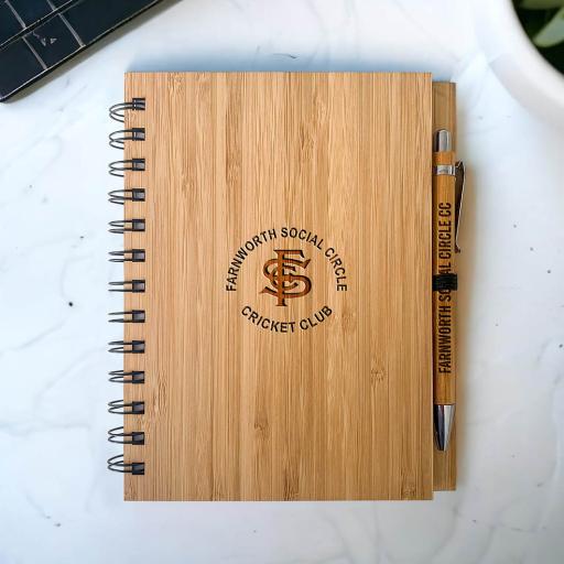 Farnworth Social Circle Cricket Club Bamboo Notebook & Pen Sets